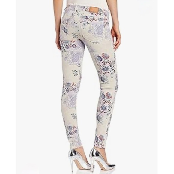 Level 99 Janice Ultra Skinny Jeans Floral Paisley Print Krypton Grey Wash - Picture 2 of 11